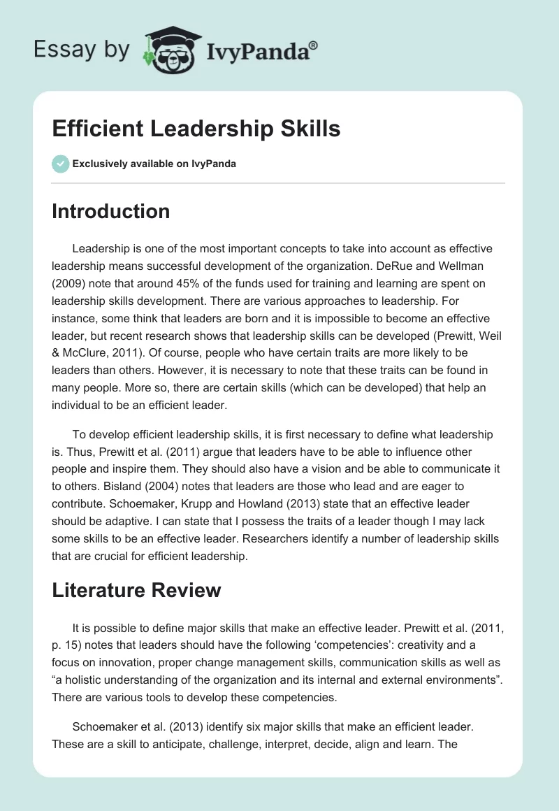 Efficient Leadership Skills. Page 1
