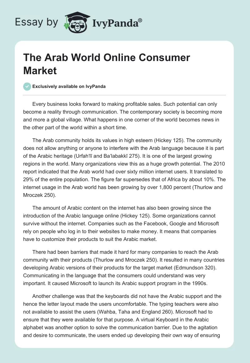 The Arab World Online Consumer Market. Page 1