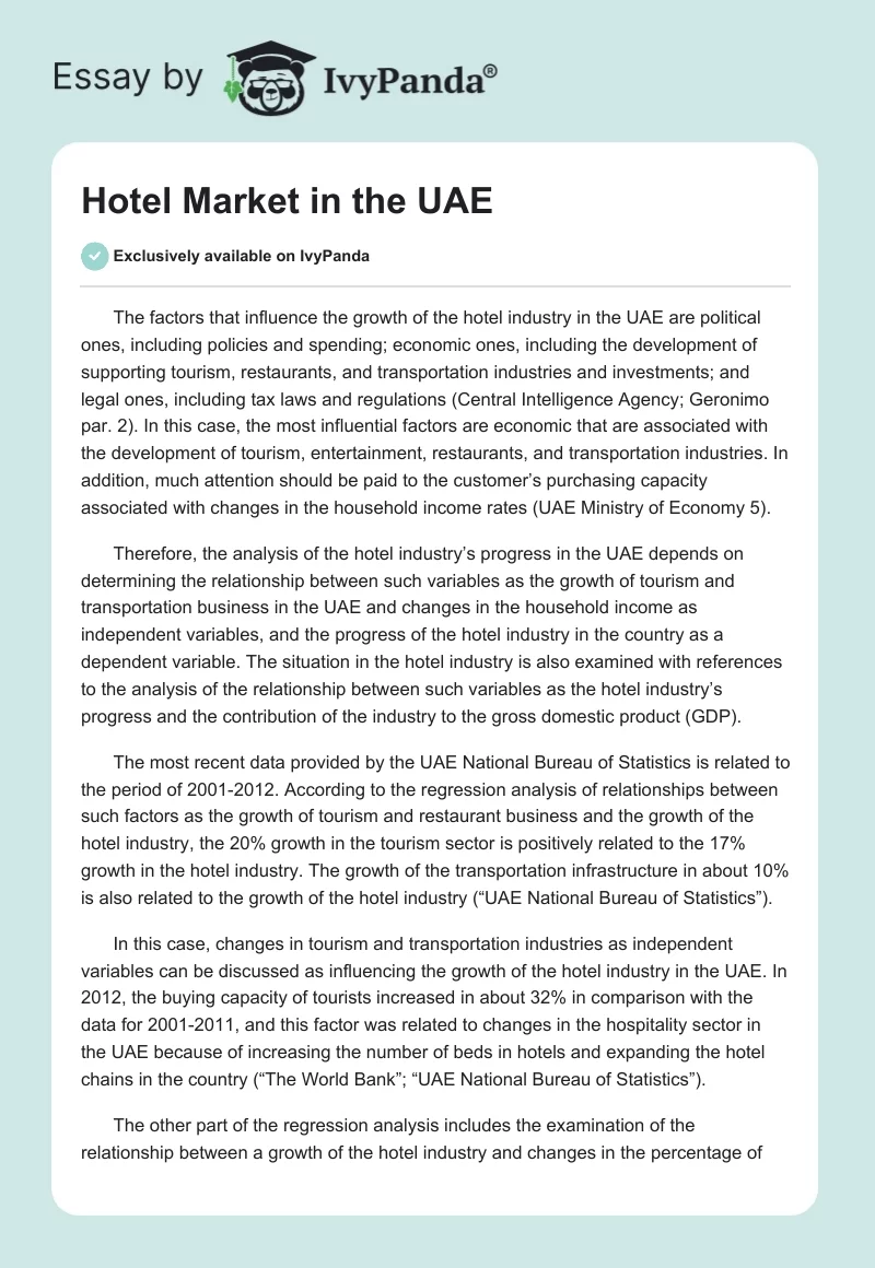 Hotel Market in the UAE. Page 1