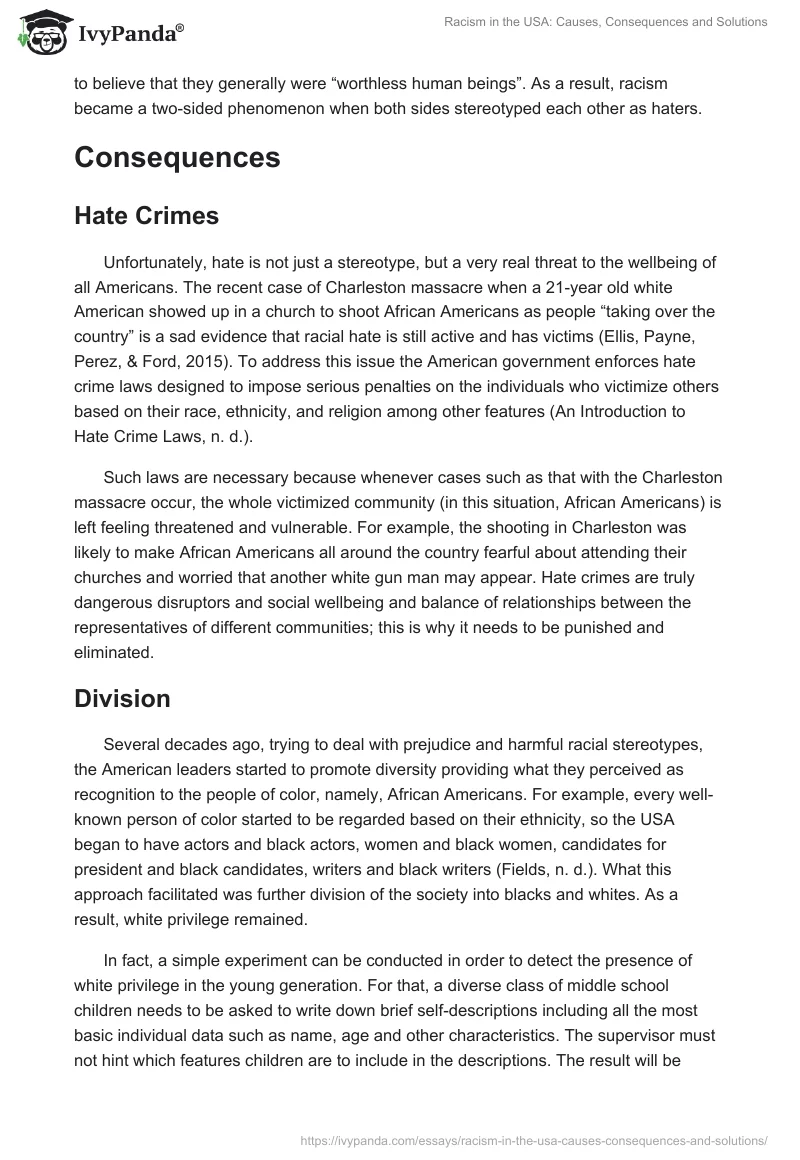 Racism in the USA: Causes, Consequences and Solutions. Page 2