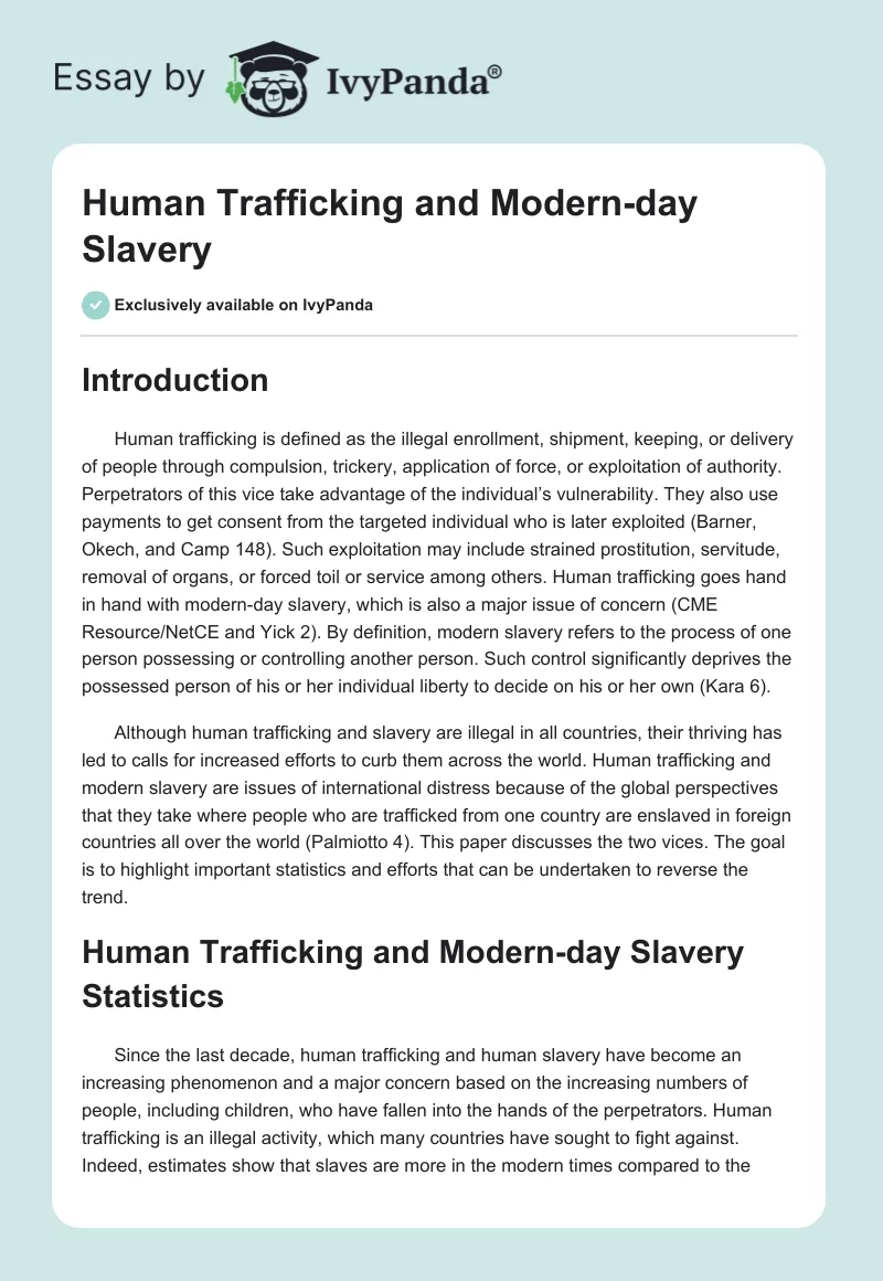 Human Trafficking and Modern-day Slavery. Page 1