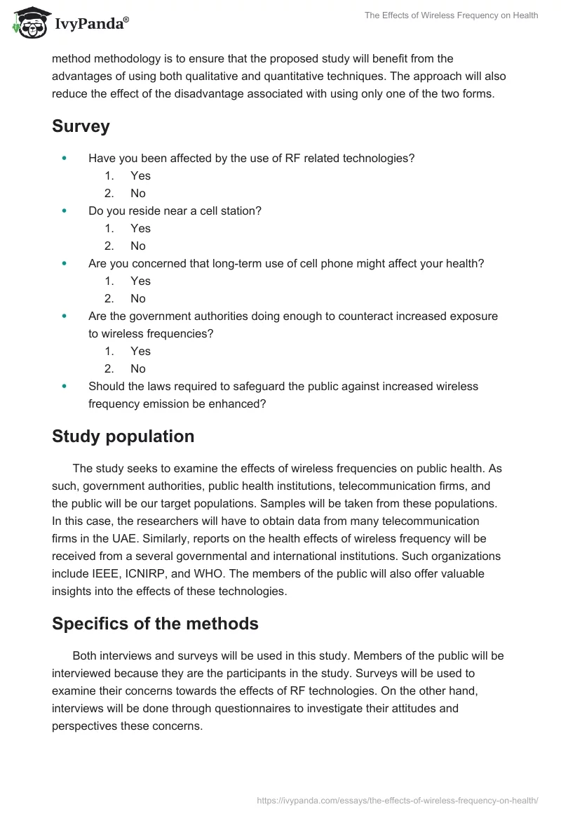 The Effects of Wireless Frequency on Health. Page 5