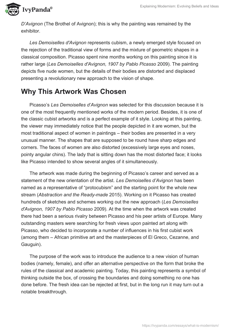 Explaining Modernism: Evolving Beliefs and Ideas. Page 4
