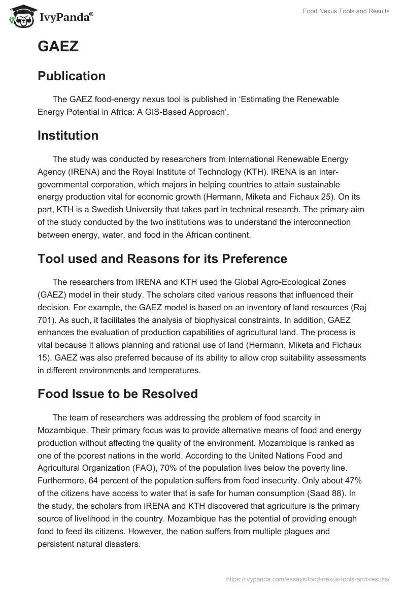 Food Nexus Tools and Results. Page 5