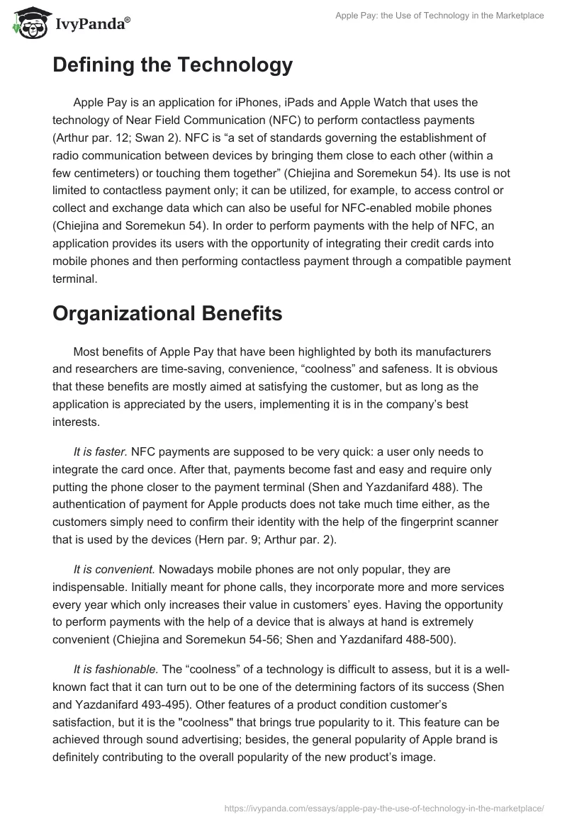 Apple Pay: The Use of Technology in the Marketplace. Page 2