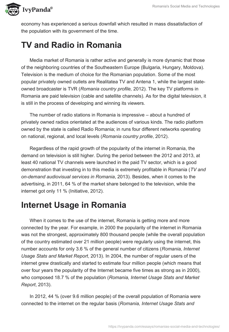 Romania's Social Media and Technologies. Page 2