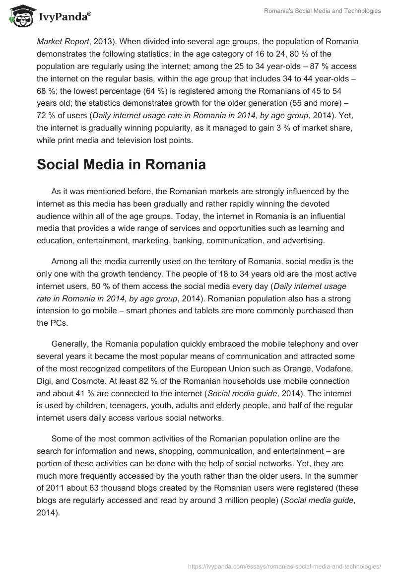 Romania's Social Media and Technologies. Page 3