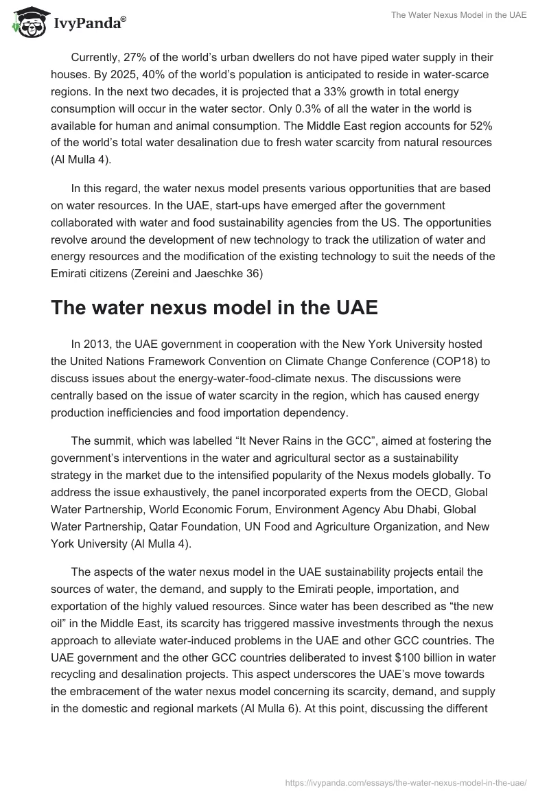 The Water Nexus Model in the UAE. Page 2