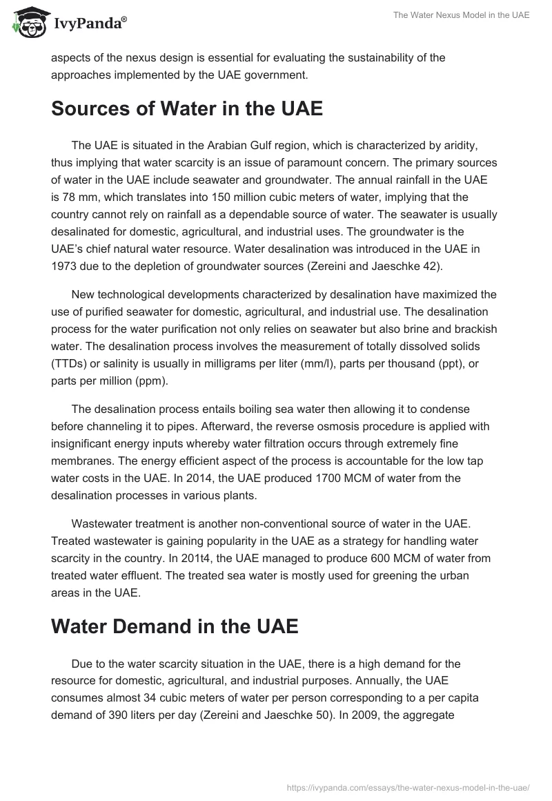 The Water Nexus Model in the UAE. Page 3