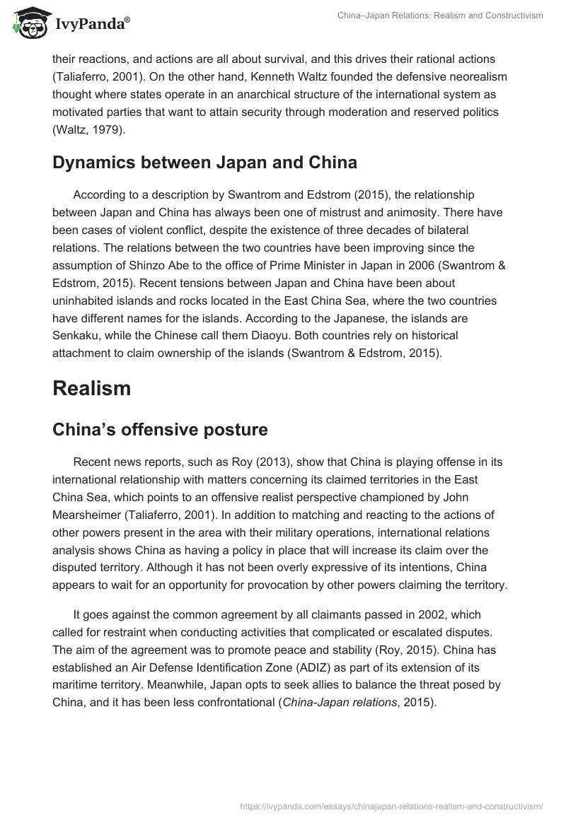 China–Japan Relations: Realism and Constructivism. Page 3