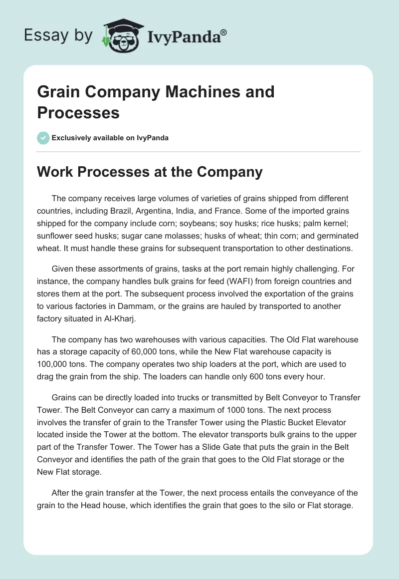 Grain Company Machines and Processes. Page 1