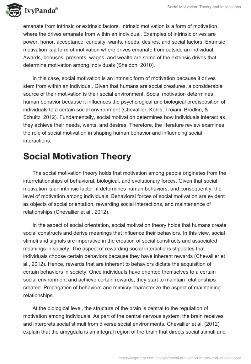 Social Motivation: Theory and Implications. Page 2