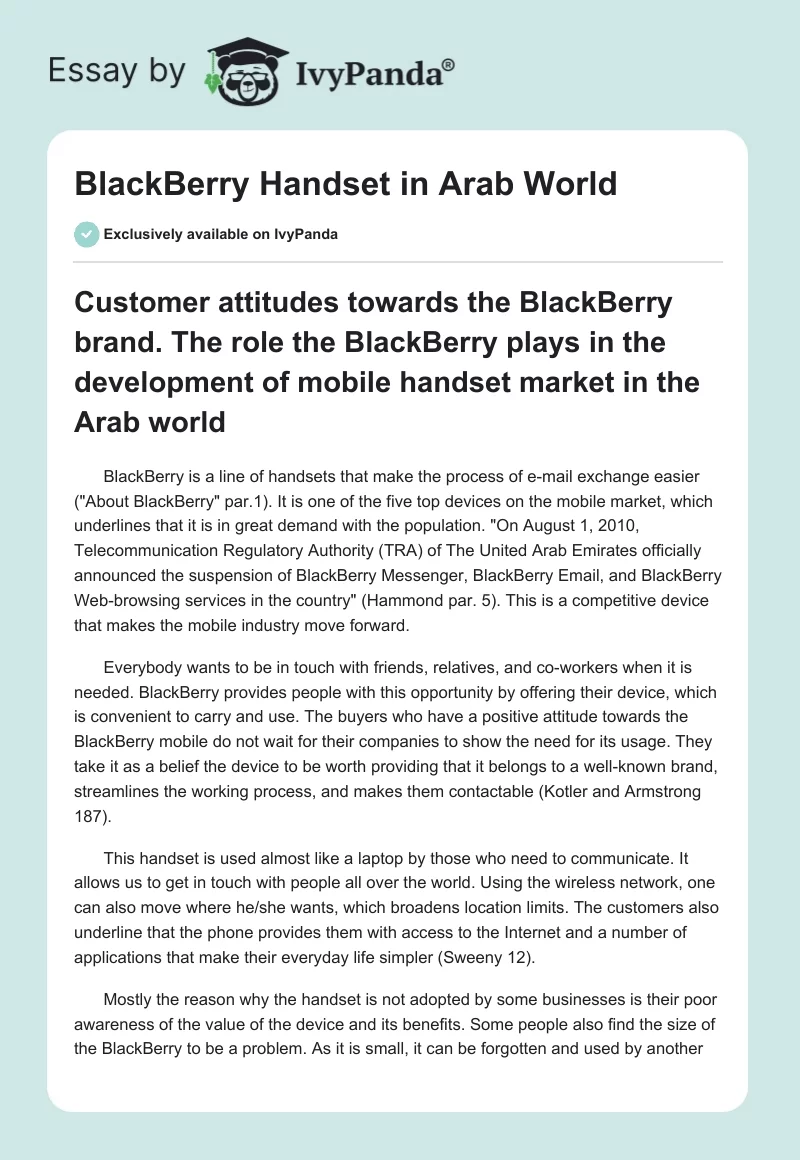 BlackBerry Handset in Arab World. Page 1