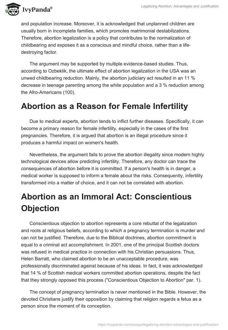 Legalizing Abortion: Advantages and Justification. Page 2