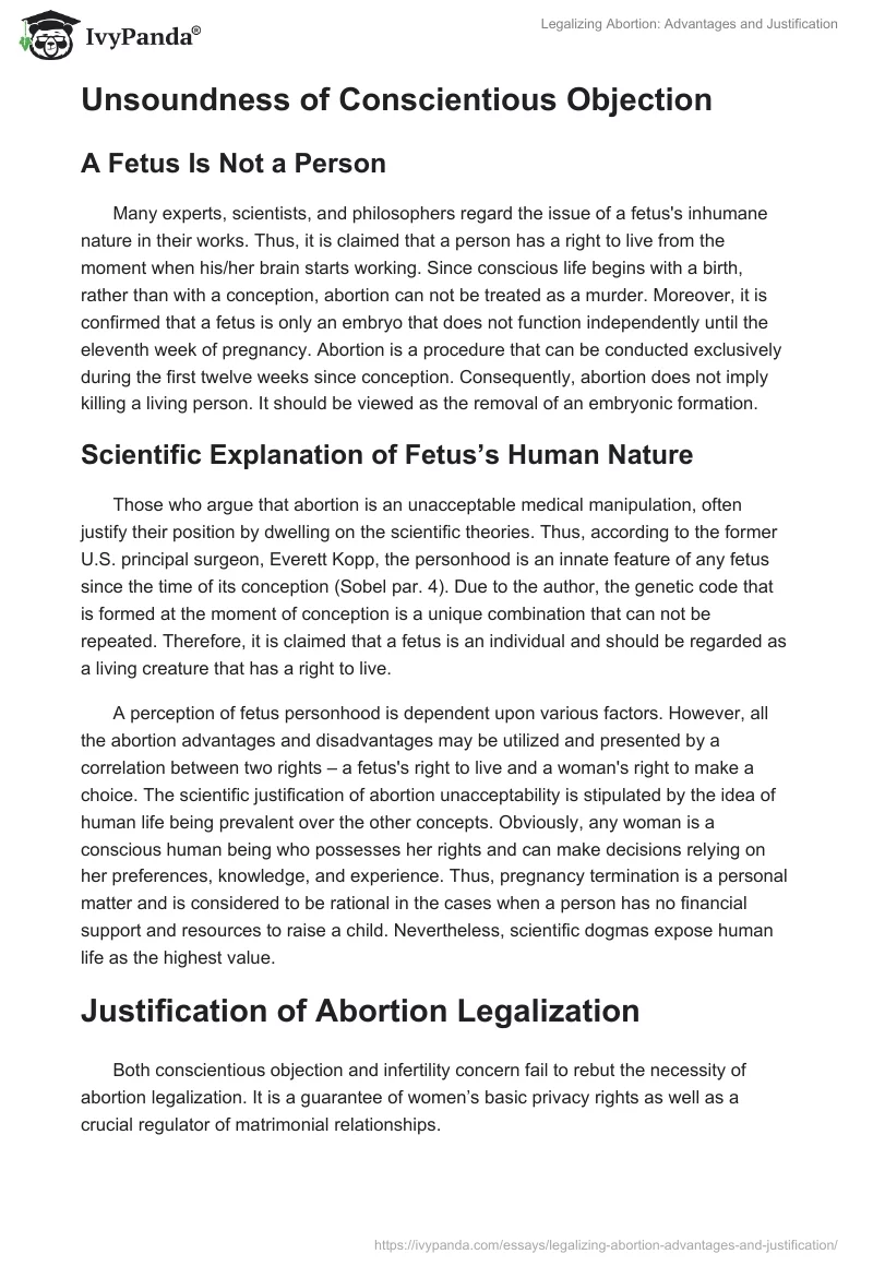 Legalizing Abortion: Advantages and Justification. Page 3