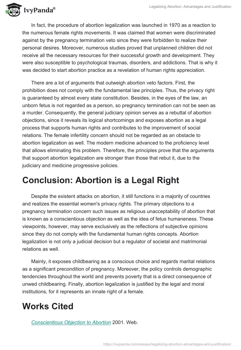Legalizing Abortion: Advantages and Justification. Page 4