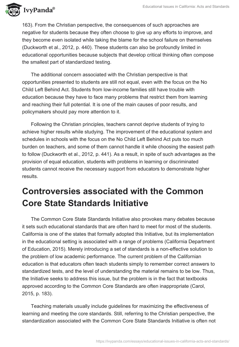 Educational Issues in California: Acts and Standards. Page 2
