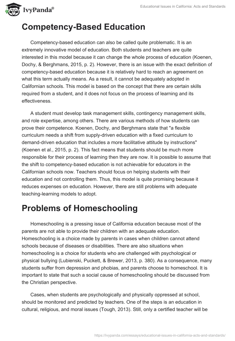 Educational Issues in California: Acts and Standards. Page 4