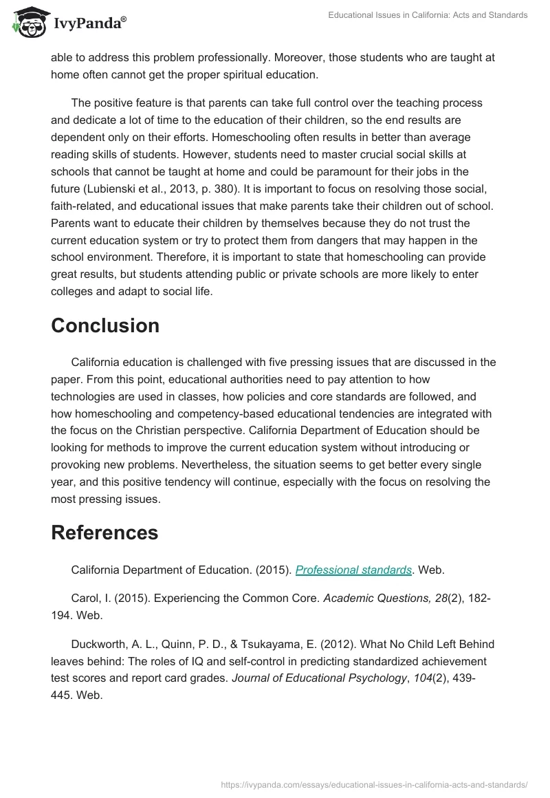 Educational Issues in California: Acts and Standards. Page 5