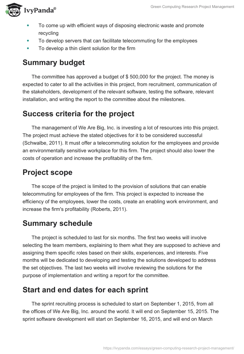 Green Computing Research Project Management. Page 2