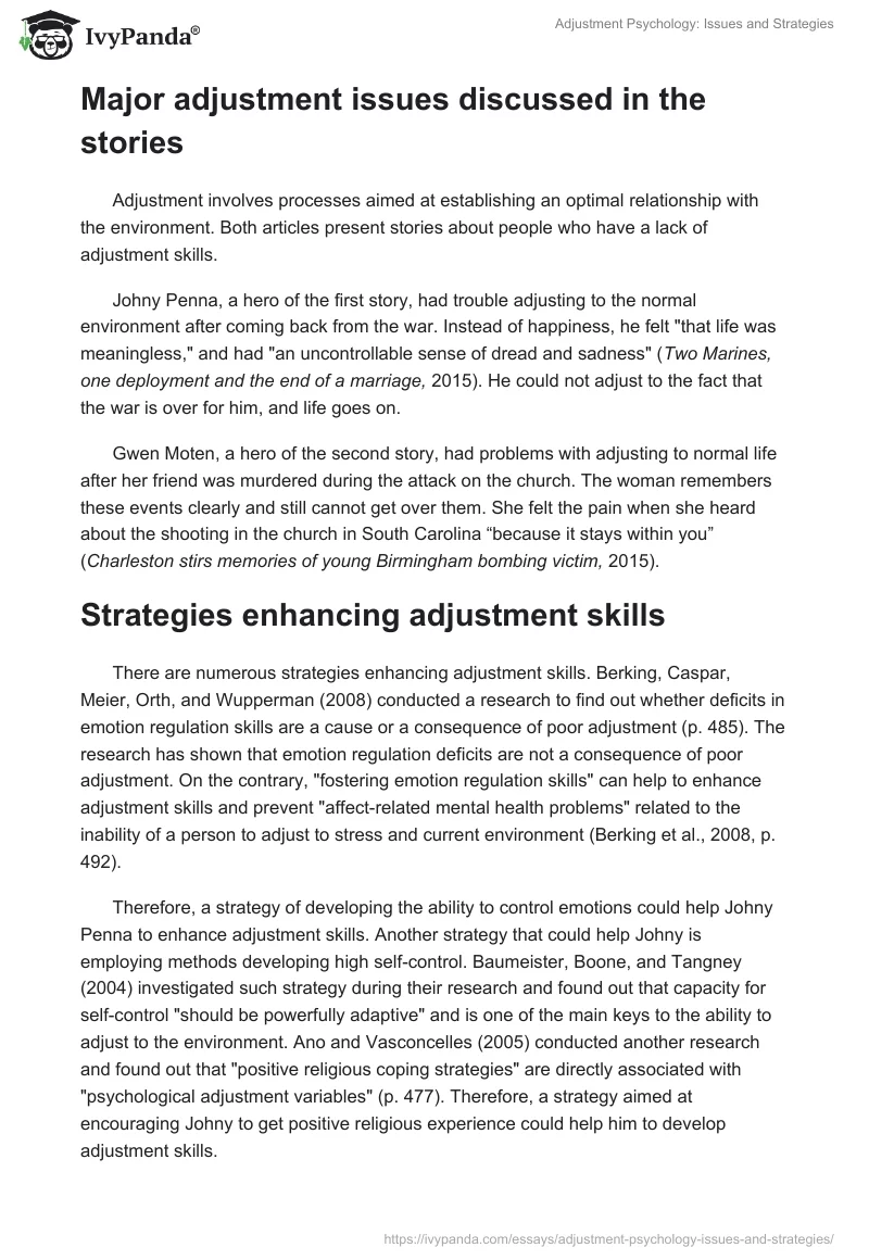 Adjustment Psychology: Issues and Strategies. Page 2