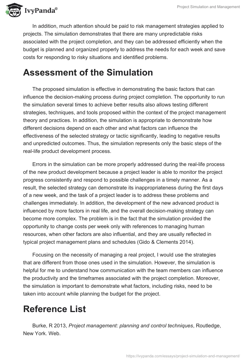 Project Simulation and Management. Page 4