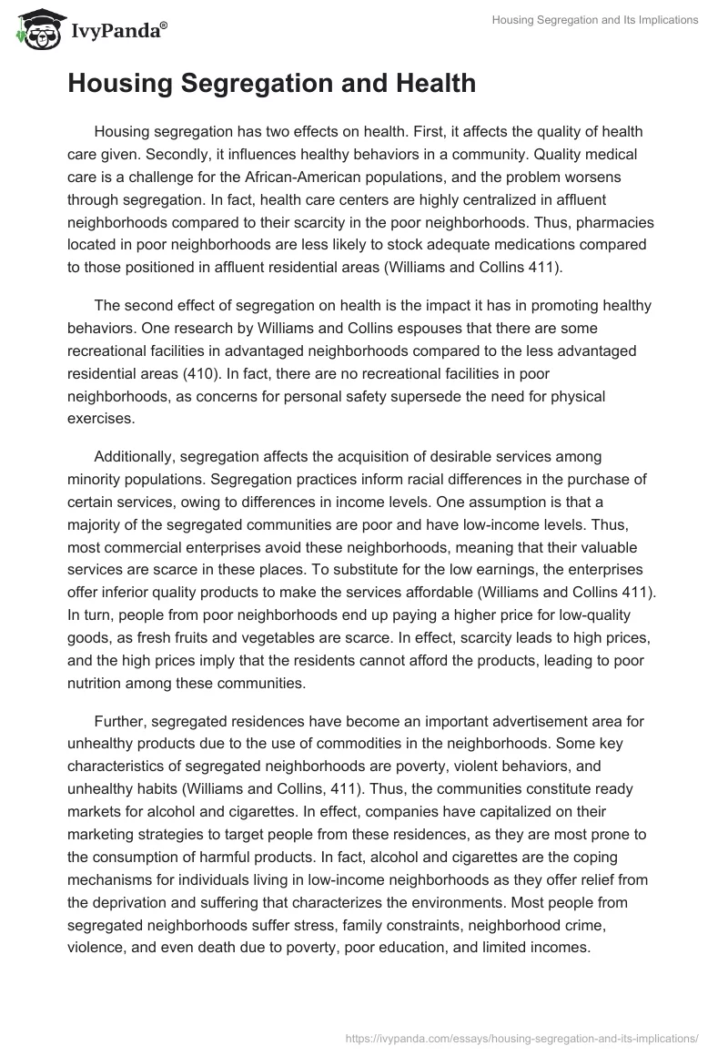 Housing Segregation and Its Implications. Page 4