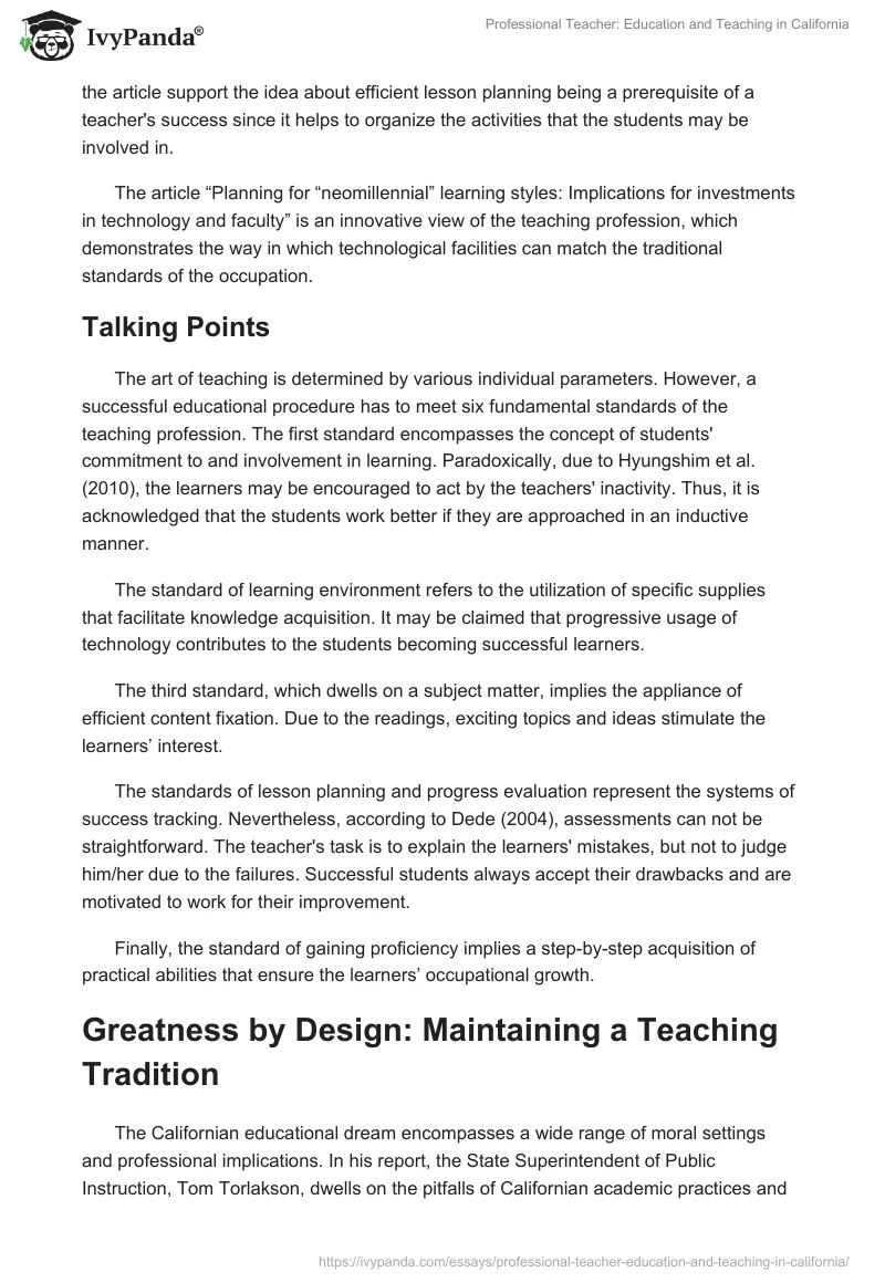 Professional Teacher: Education and Teaching in California. Page 3