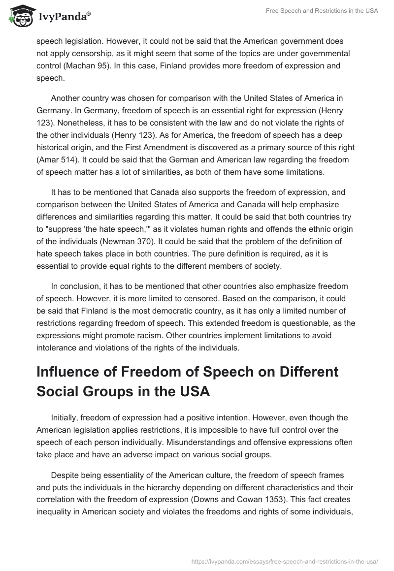 Free Speech and Restrictions in the USA. Page 2