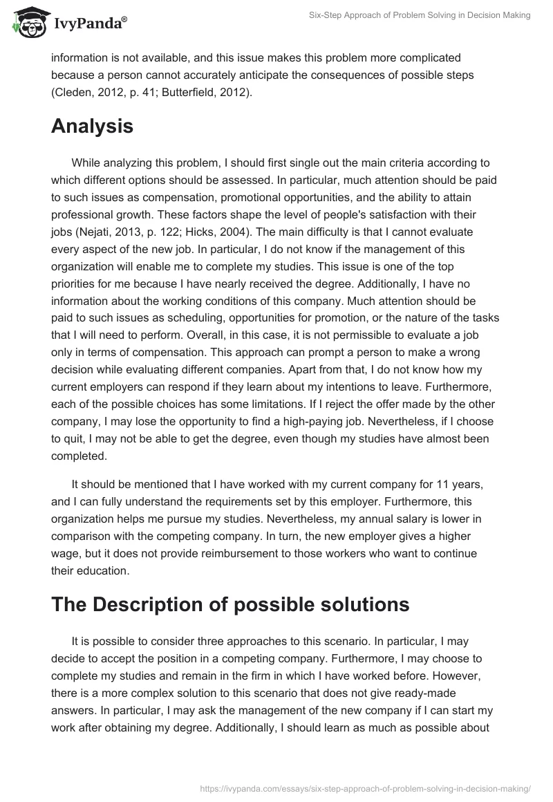 Six-Step Approach of Problem Solving in Decision Making. Page 2