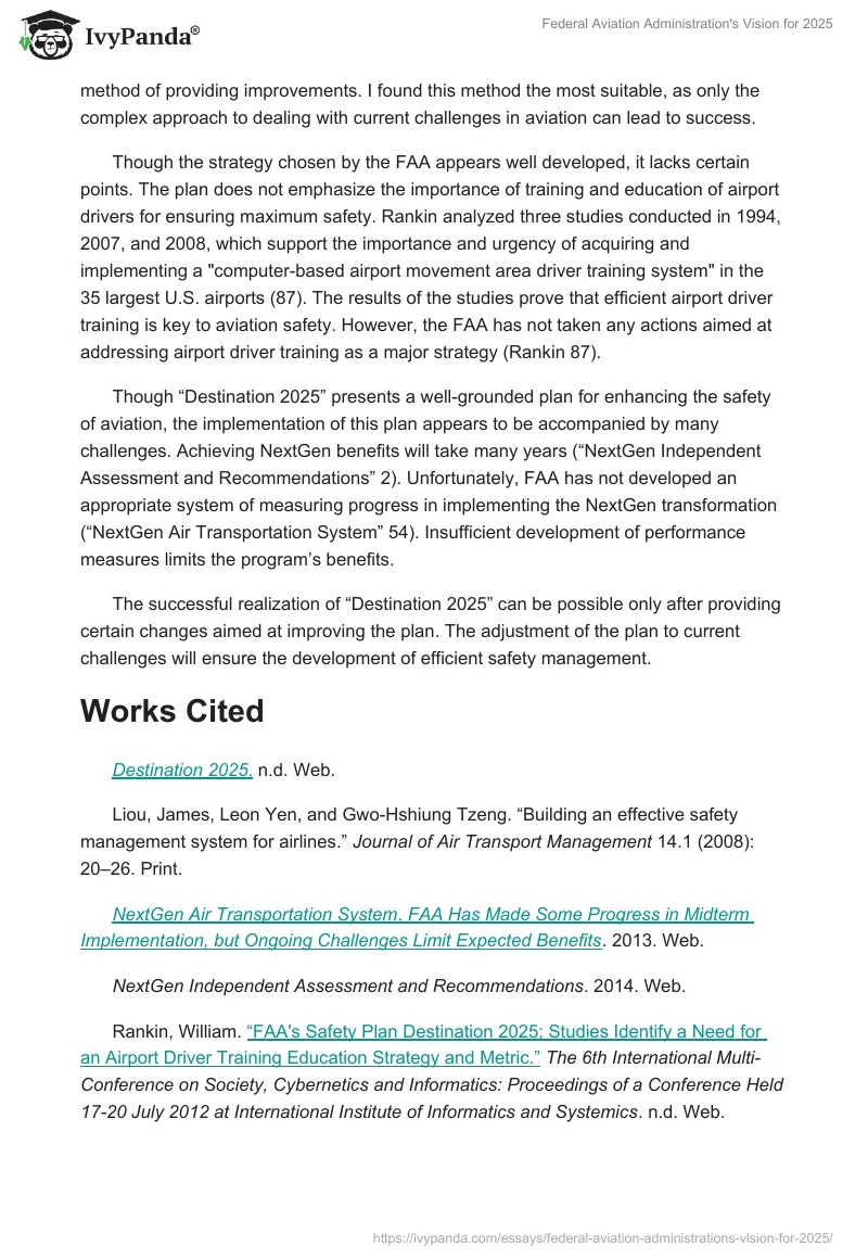 Federal Aviation Administration's Vision for 2025. Page 2
