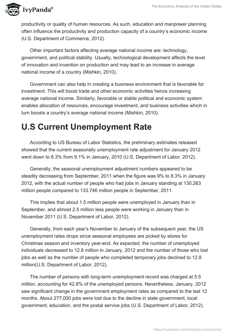 The Economic Analysis of the United States. Page 2