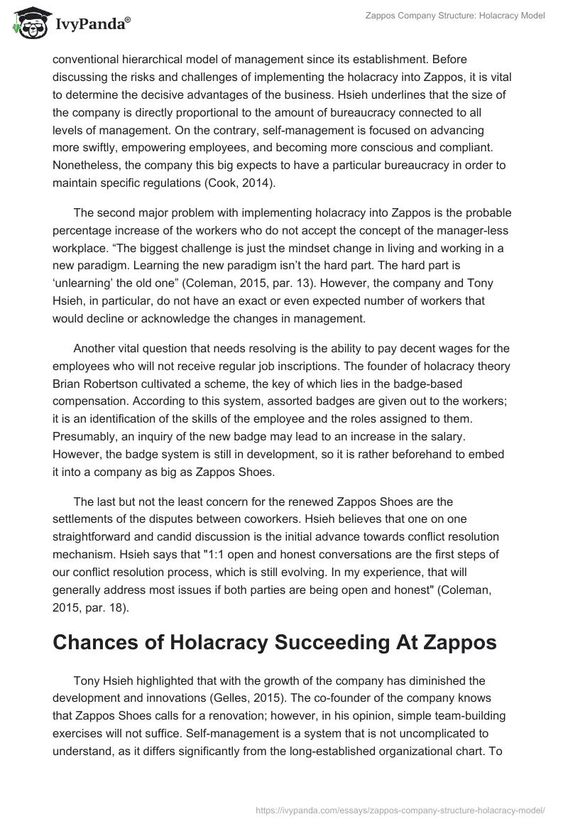 Zappos Company Structure: Holacracy Model. Page 2