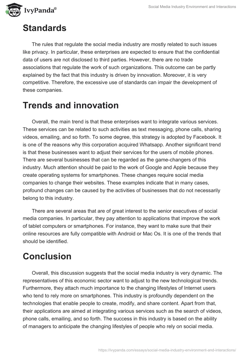 Social Media Industry Environment and Interactions. Page 4