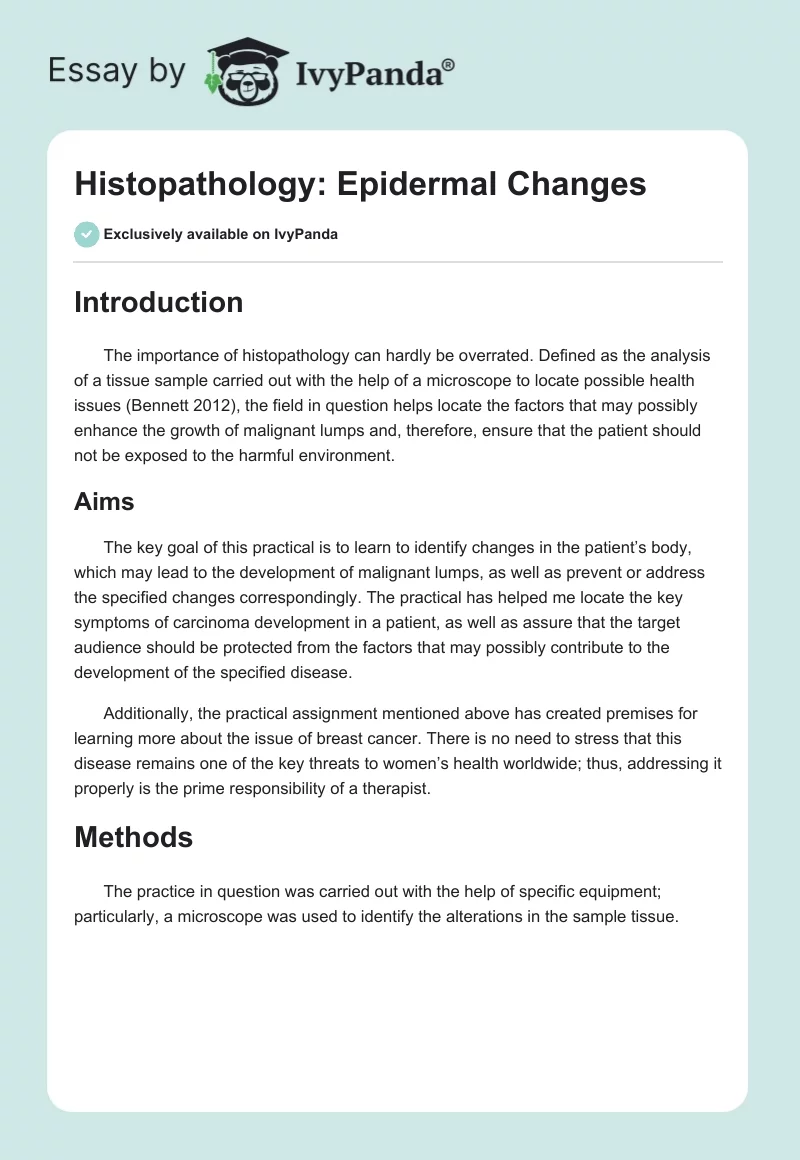 Histopathology: Epidermal Changes. Page 1
