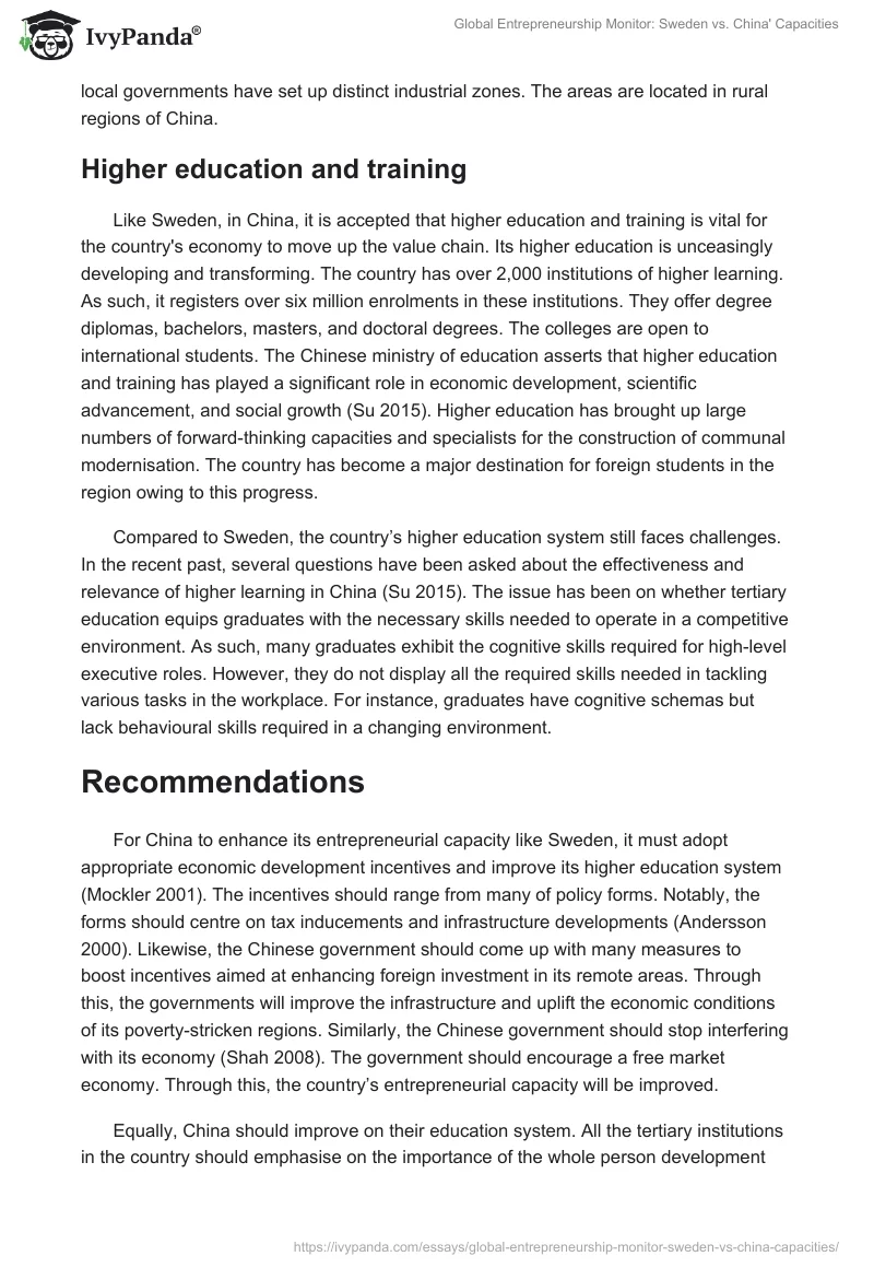 Global Entrepreneurship Monitor: Sweden vs. China' Capacities. Page 5