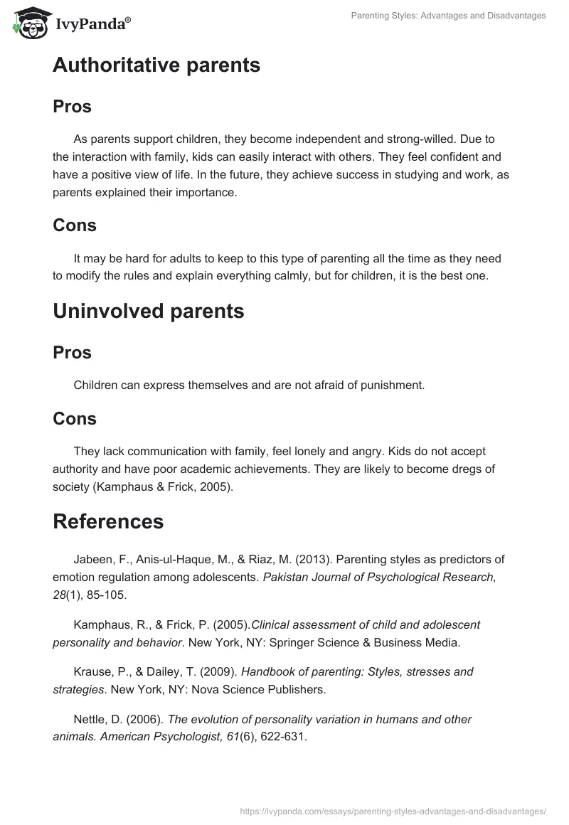 Parenting Styles: Advantages and Disadvantages. Page 2