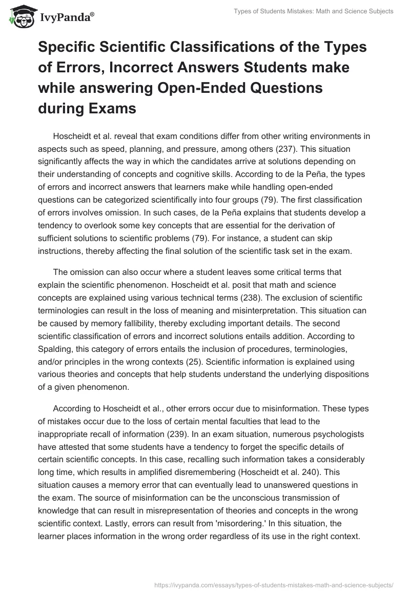 Types of Students Mistakes: Math and Science Subjects. Page 5