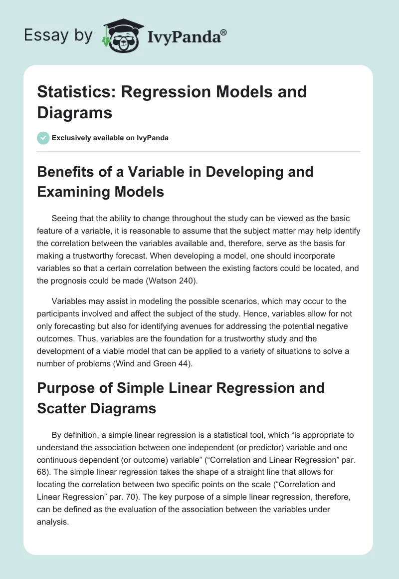 Statistics: Regression Models and Diagrams. Page 1