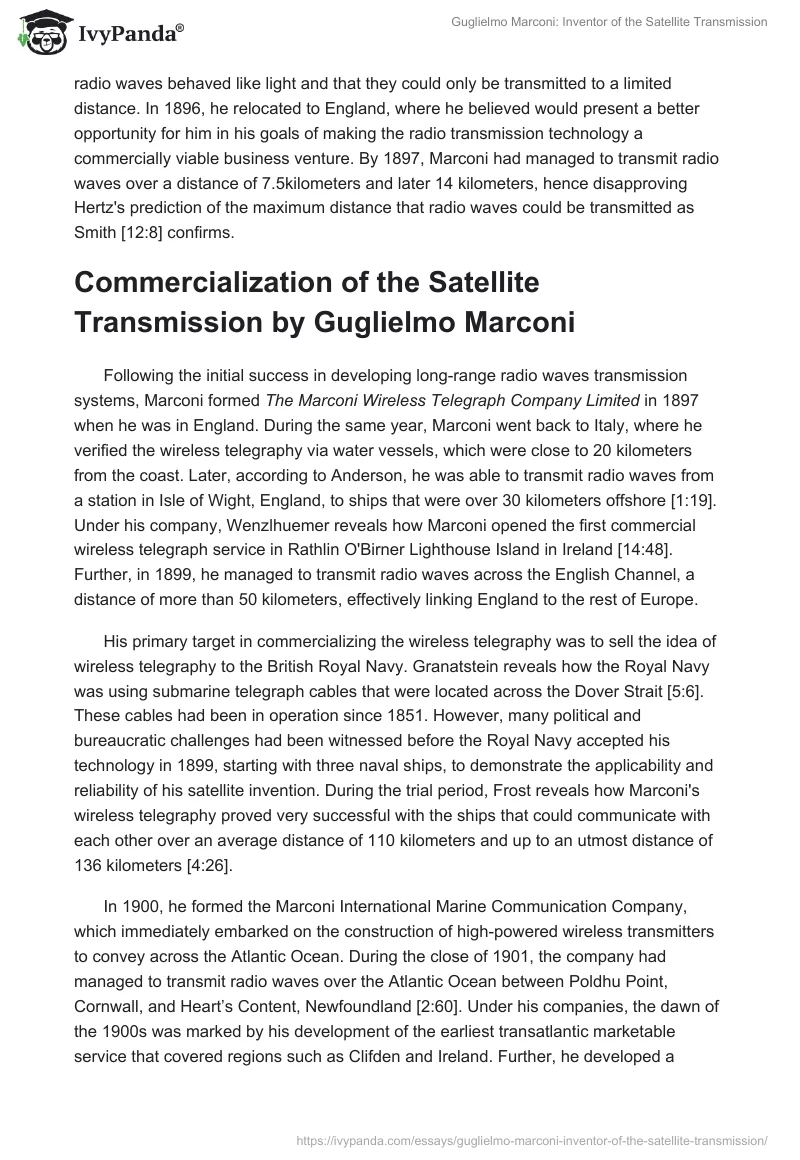 Guglielmo Marconi: Inventor of the Satellite Transmission. Page 3