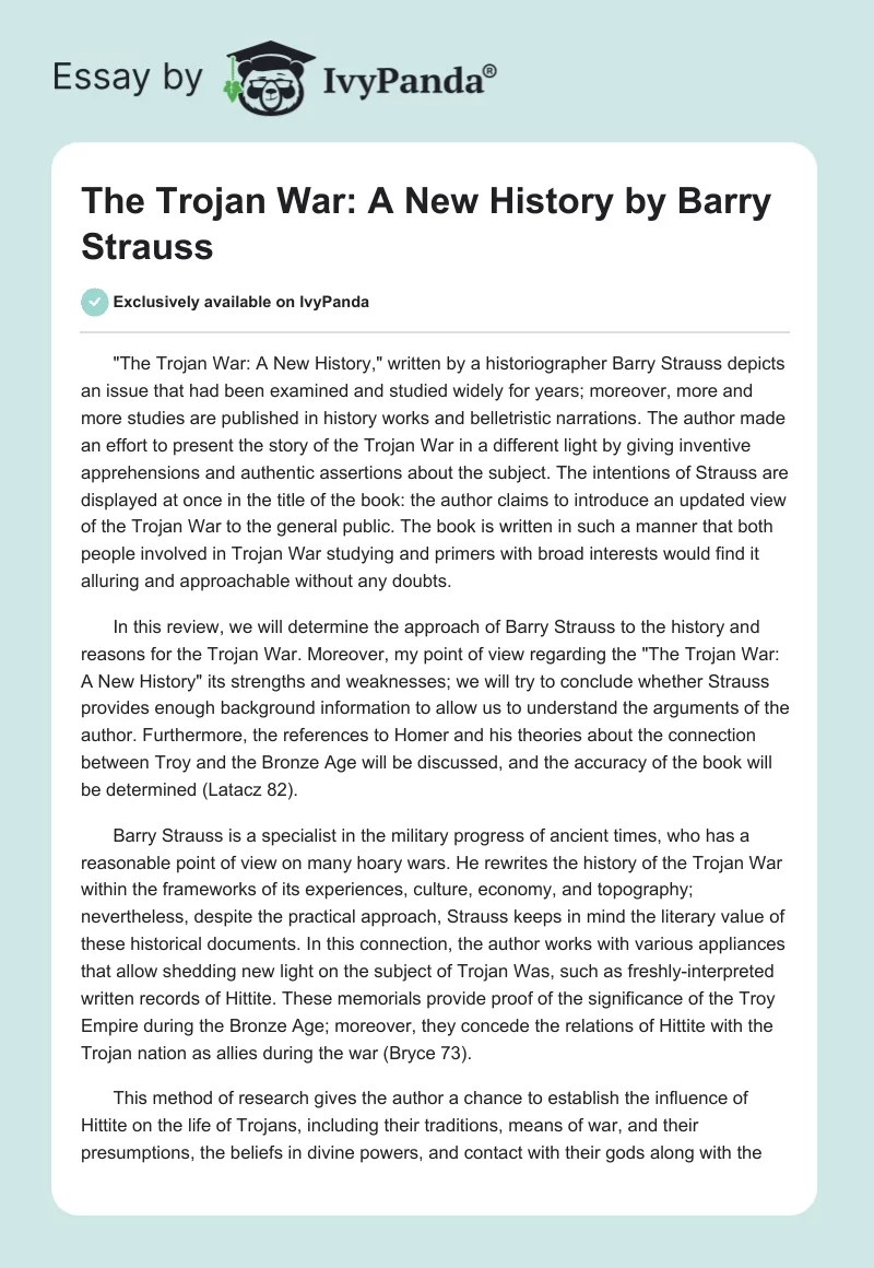 The Trojan War: A New History by Barry Strauss. Page 1