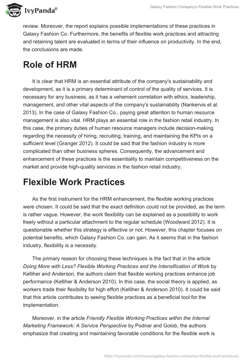 Galaxy Fashion Company's Flexible Work Practices. Page 2