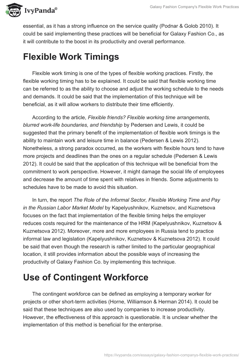 Galaxy Fashion Company's Flexible Work Practices. Page 3