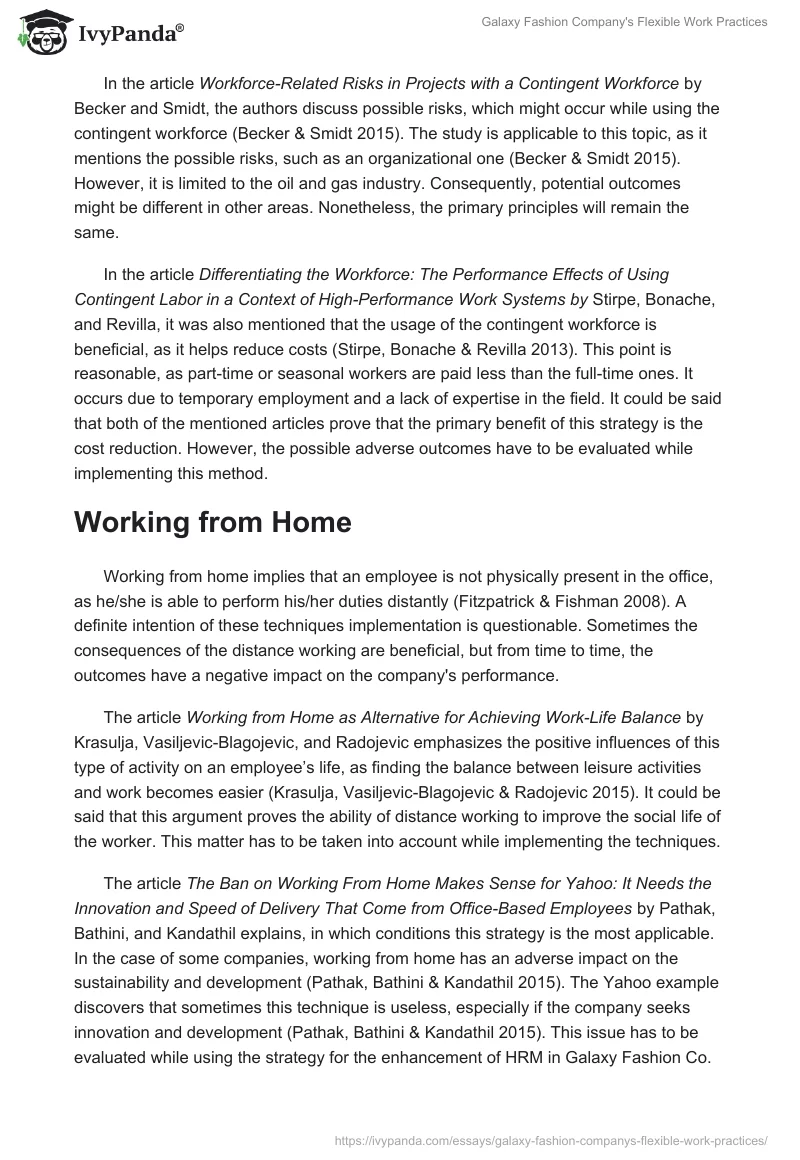 Galaxy Fashion Company's Flexible Work Practices. Page 4