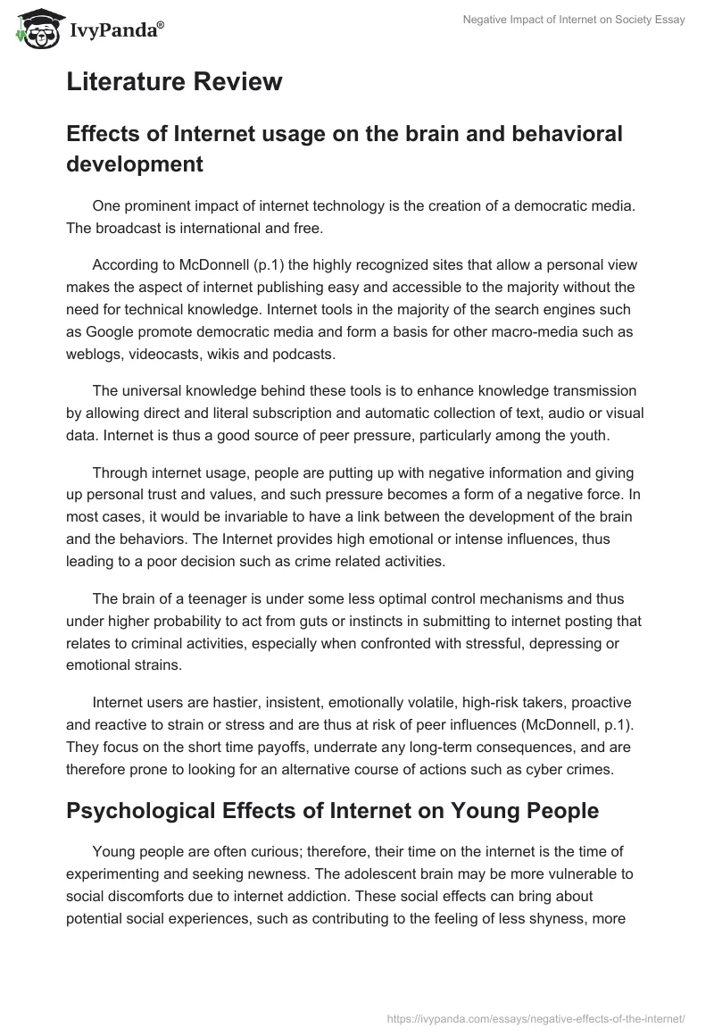 Negative Impact of Internet on Society Essay. Page 2