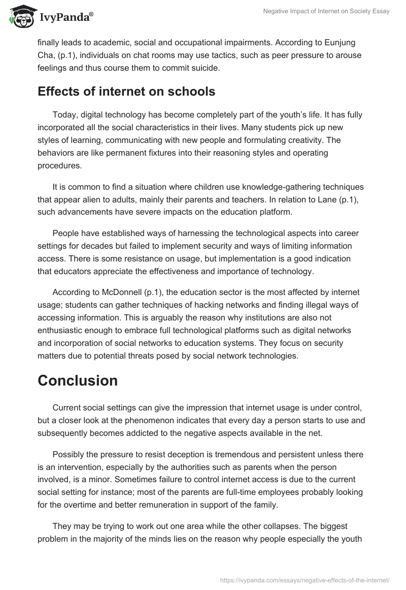 Negative Impact of Internet on Society Essay. Page 5