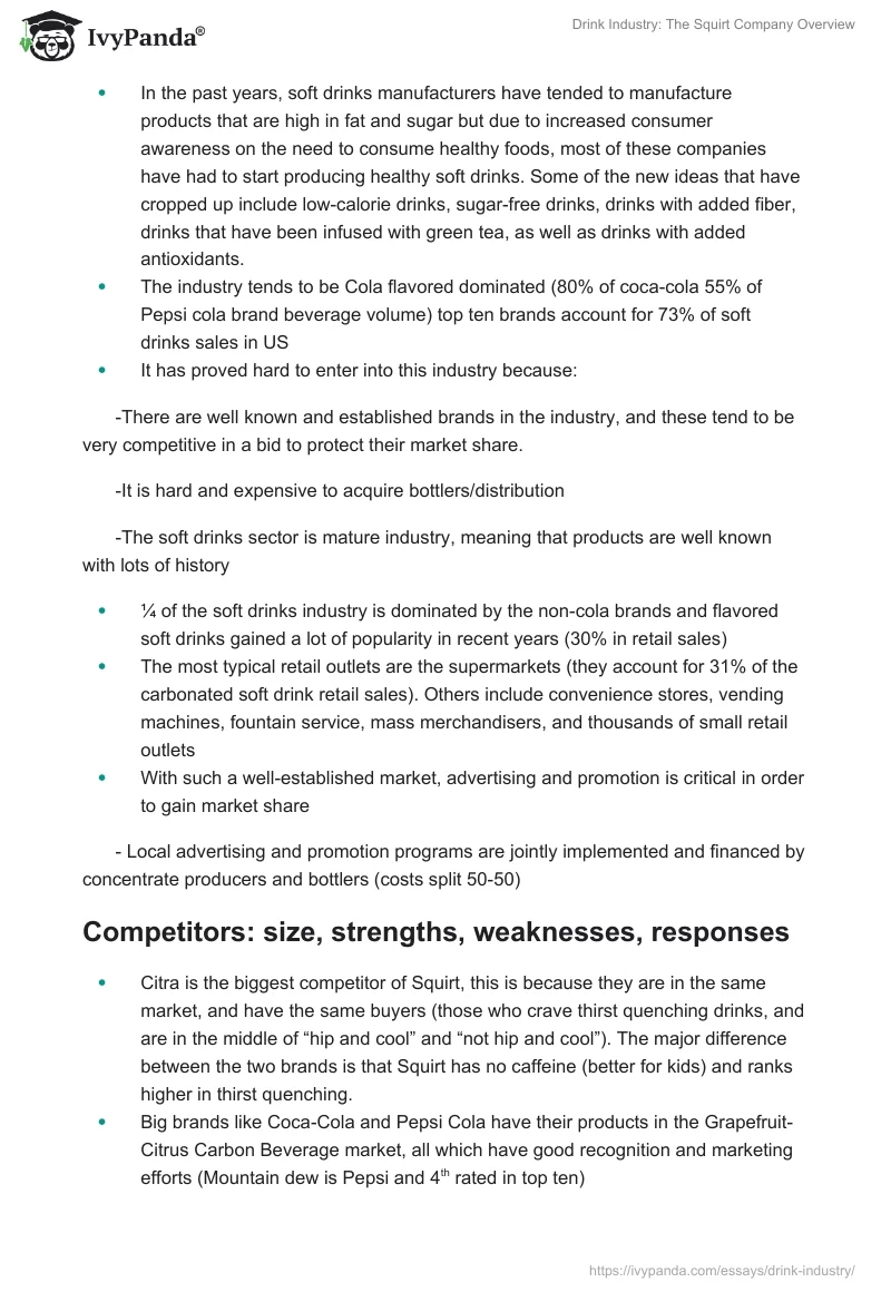 Drink Industry: The Squirt Company Overview. Page 2