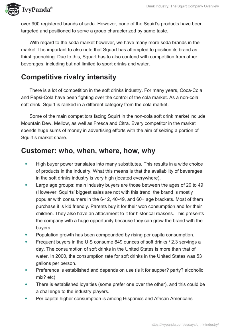 Drink Industry: The Squirt Company Overview. Page 4
