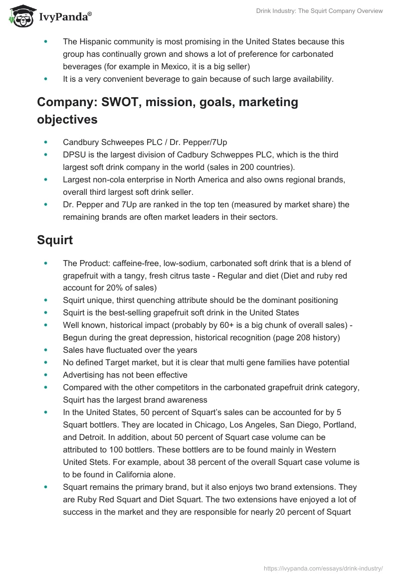Drink Industry: The Squirt Company Overview. Page 5