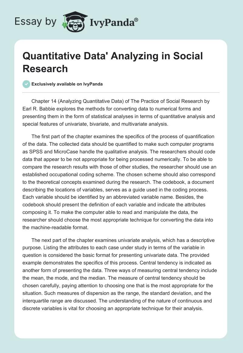 Quantitative Data' Analyzing in Social Research. Page 1